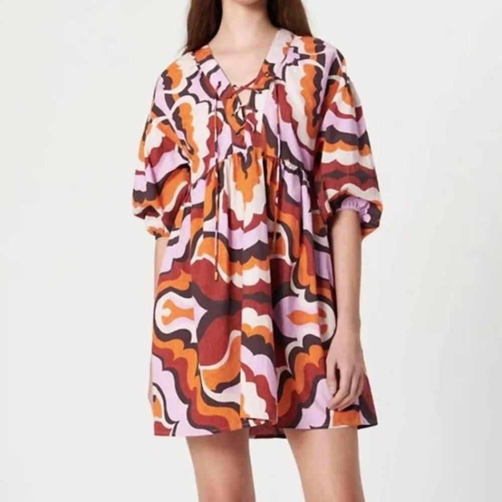 Chufy Liberty Wavy Lilac Mini Dress Size Large